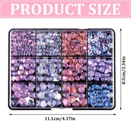 MIRKUZI Strasssteine für Nägel,Nagelschmuck Set Pearl Moon Love Resin diy Nail Accessories (Purple Heart)