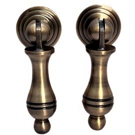 collectiblesBuy Antique Brass Single Drop Pull Knob for Furniture, Cabinet, Cupboard, Wardrobe - Vintage Modern Pendant Knob for Bedroom & Bathroom Cabinets Pack of 2