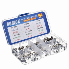 BOJACK Christmas Light Fuses Kit 3.6x10mm Mini Fuse 125V 2.5A 3A 5A and 5x20mm 125V 4A 5A 8A amp Fuses for Christmas Lights