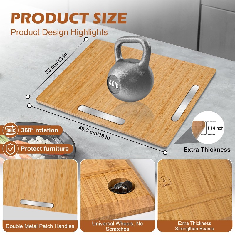 Joy&Grace Appliance Slider for Kitchen Appliances 360° Rolling Sliding Tray