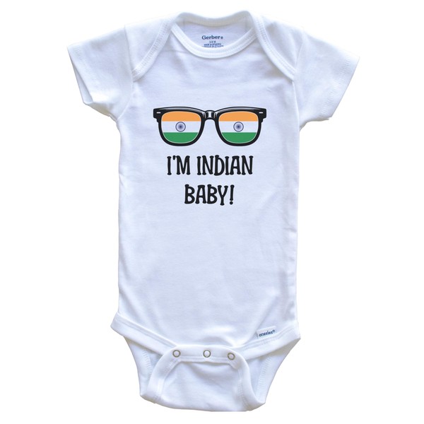 I'm Indian Baby Indian Flag Sunglasses India Funny Baby Bodysuit,