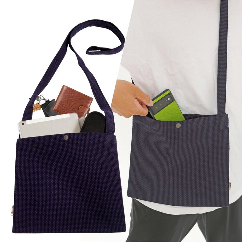 Edo-Ten Sacoche Crossbody Bag, Made in Japan, 100% Cotton, Shoulder