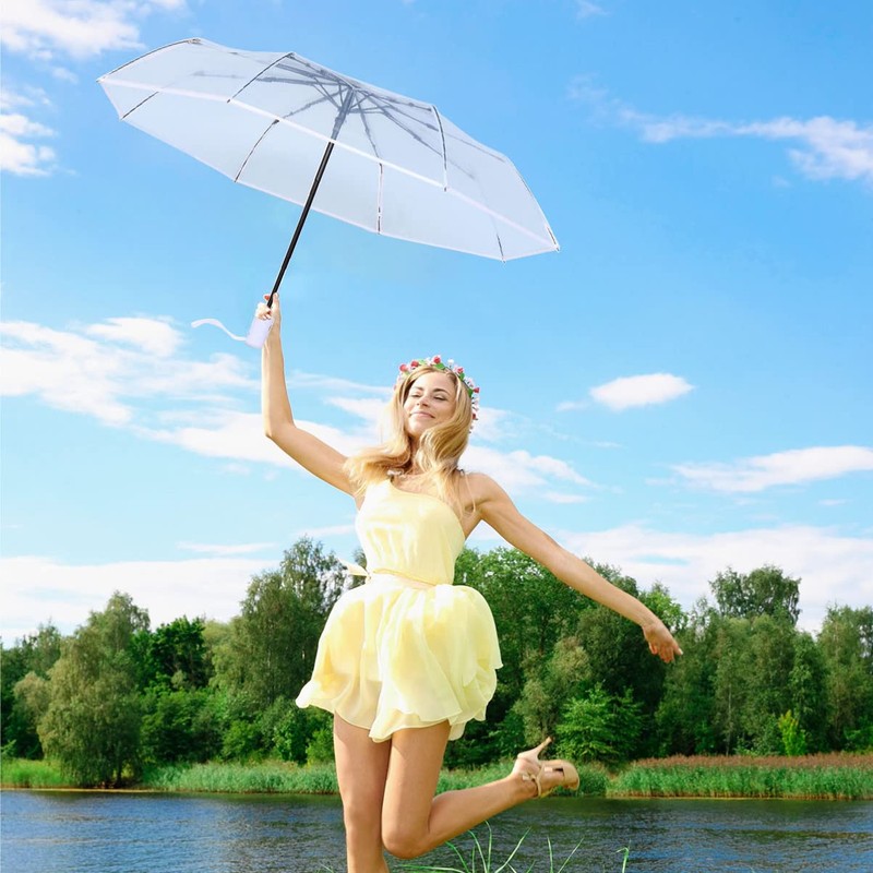 VALICLUD Folding Umbrella Automatic Transparent Umbrella Auto Open Foldable Umbrella