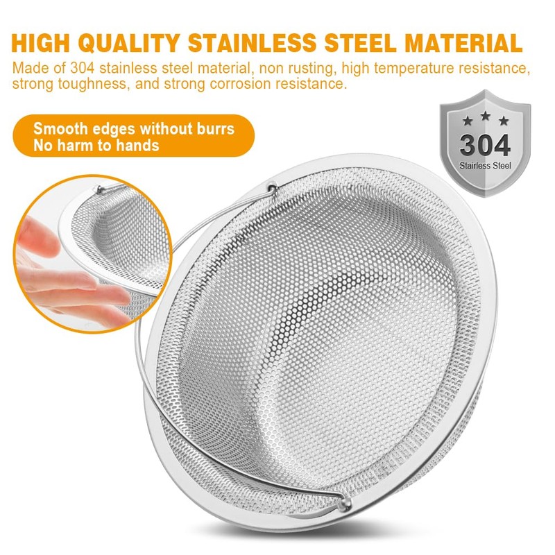 haodex Kitchen Sink Strainer Stainless Steel with Handle (2, Outer