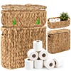 Livole 2-in-1 Wicker Water Hyacinth Toilet Paper Storage with Lid,