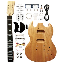 Electric Guitar Kit SG Style Beginner Kits 6 String Right Handed with Mahogany Body Mahogany Neck Rosewood Fingerboard Chrome Hardware Build Your Own Guitar.