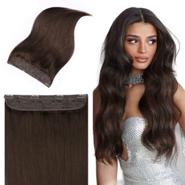 Youngsmile Wire Hair Extensions 22Inch #2 Dark Brown Invisible Line Wire for Real Human Hair Fish Line 85g Hair Extensions Straight Hidden Thick Hair Exteniosn for Women(wire#2-22inch)