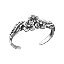ICYROSE 925 Sterling Silver Toe Rings for Women Adjustable Open Toe Ring Gifts Jewelry (Flowers Leaf 27169)
