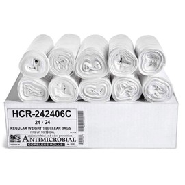 Aluf Plastics High Density Trash Bags, 10 Gallon, 1000 Count, 6 Micron (eq), 24" x 24", Clear, for Bathroom, Office, Industrial, Commercial, Janitorial, Municipal, Recycling