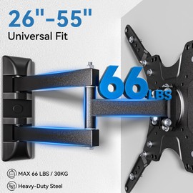Imncya Full Motion TV Wall Mount for 26-55 Inch TVs - TV Wall Mount up to 66 lbs, Articulating Arms with Smooth Extension, Tilt, Swive & Leveling, Max VESA 400x400mm - Universal