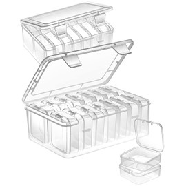 Mathtoxyz Small Bead Organizers, 30 Pieces Plastic Storage Cases Mini Clear Bead Storage Containers Transparent Boxes with Hinged Lid and Rectangle Clear Craft Supply Case