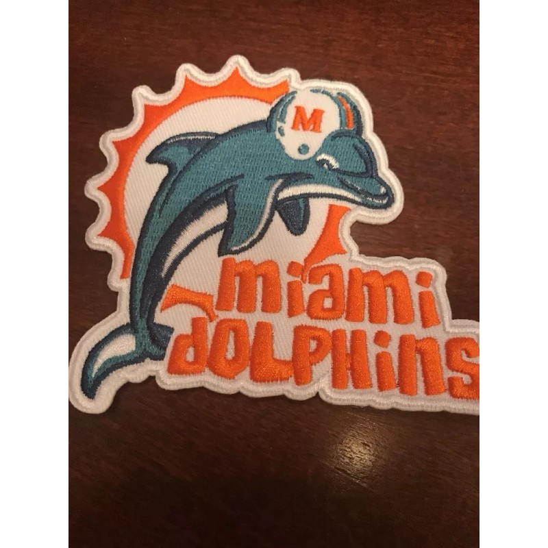 Unbranded MIAMI DOLPHINS Vintage Embroidered Iron On Patch RARE 4"
