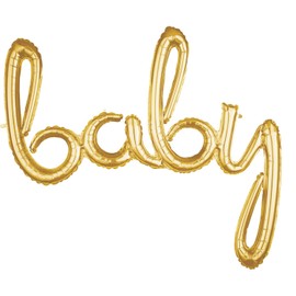Amscan Gold Baby 3D Script Foil Balloon - 1pc, One Size (39 Inches)