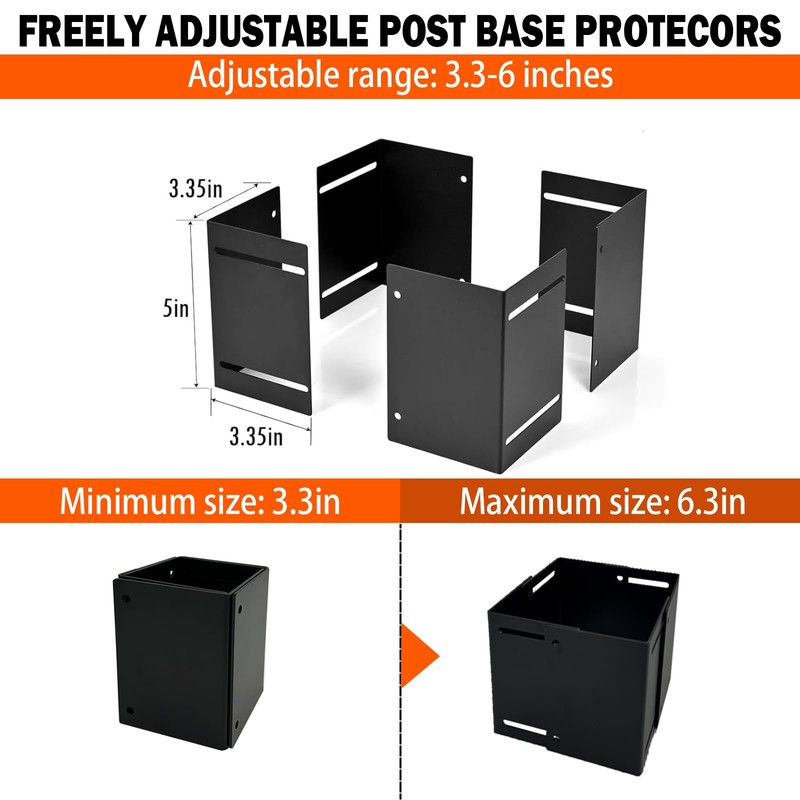 ITeVe.GD Post Base Protectors 1Pack,Adjustable(Range 3.3-6 in) Protects Wood Column
