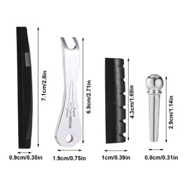 6pcs Metal Guitar Bridge Pins, Acoustic String Pegs Pins with Bridge Pin Puller Remover Saddle Nut, Guitar Parts & Accessories Replacement Tool (Silver)