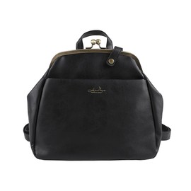 Lizdays Women's Backpack, Adult, Small, Rucksack, Bag, Mini B5, Faux Leather, Retro, Black