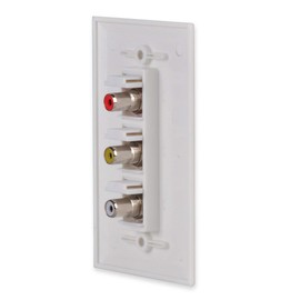 RCA Wall Plate, HTTX White 3-Port RCA Wall Plate with Removable F/F RCA Keystone Jack Inserts for Composite Audio/Video