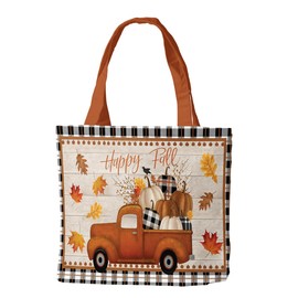 Briarwood Lane Happy Fall Pickup Truck Tote Bag 15" x 14" x 7"