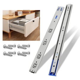 NECILO 22 Inch Stainless Steel Soft Close Drawer Slides, 100lb Capacity Full Extension Ball Bearing Side Mount Cabinet Runners, Rust/Water-Resistant for Kitchen, Bathroom, Office, 1 Pair (2 Packs)