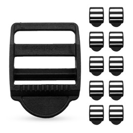 DOJA Barcelona Plastic Buckles, Pack of 10, Tension Buckle with Brake, Inner Width, Plastic, Clamp Ladder Buckles, Webbing Buckles, Clamping Buckle for Backpack and Bags, black