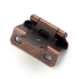 Ravinte 10 Pack 5 Pairs Semi-Overlay 1/2 inch Self-Closing Face Frame Cabinet Hinges Antique Brass Half Wrap-Around Kitchen Cabinet Door Hinges Face Mount Cabinet Hardware