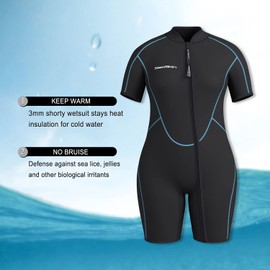 Seaskin Plus Size 3mm Shorty Wetsuit for Mens and Womens