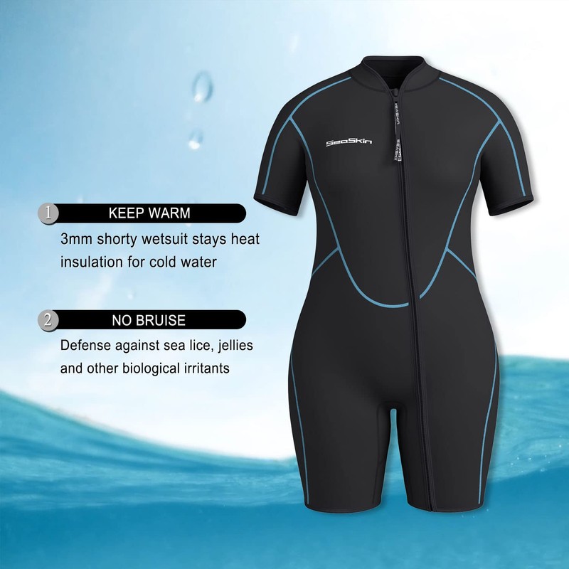 Seaskin Plus Size 3mm Shorty Wetsuit for Mens and Womens