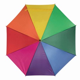 Preiswert & Gut Automatic Umbrella Colourful Diameter 103 cm - Rainbow Umbrella with Wooden Tips, Round Hook Handle and Metal Spokes - Robust Stick Umbrella Polyester Canopy Umbrellas, Colourful