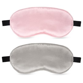 Sleep Mask 2 Pack Eye Masks for Sleep, Soft Sleeping Mask for Women Men with Adjustable Strap, Eye Cover for Sleeping, Travel (Silver Gray, Pink)