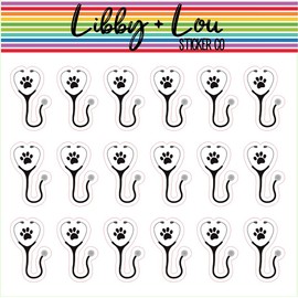 Vet Stethoscope Planner Stickers | Cat | Dog | Kitten | Puppy | Libby and Lou Sticker Co (Black)