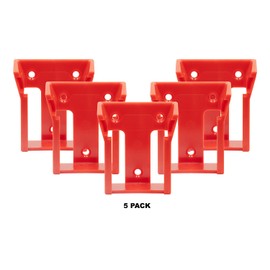 Battery Wall Mount Holders for Milwaukee M18 Batteries, 5-Pack, Red