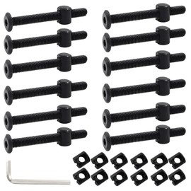 Jiozermi 12 Pcs M6 x 55mm Hex Socket Head Screws Bolts Barrel Nuts, Bunk Bed Bolts and Nuts Assortment Kit daybed Replacement Hardware for Furniture Beds Crib Chair and Desk with Wrench