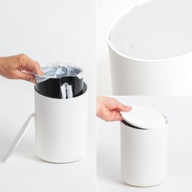 Kazai.® Mini Cosmetic Bin 'Tove' - 1.5 L | Exclusive Bathroom Bin Design from Berlin | Non-Slip, Includes Inner Bucket and Smart Bag Function | White