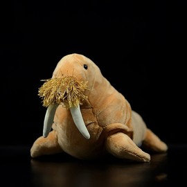 Tiny Heart Simulation Walrus Plush-Brown Walrus Stuffed Animals-Walrus Plushie Gift Toy Dolls for Kids 12 Inches Long