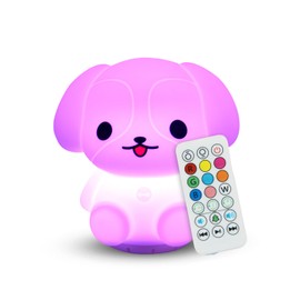Combined Bluetooth Speaker & Nightlight With 9 Color Emissions, Child Friendly Silicone & BPA Free, USB Recharging, Receives Audio From Computer, Phone Or Tablet, and includes Remote Control (Dog)