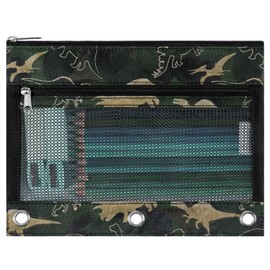 WAWSAM Dinosaur Pencil Pouch for 3 Ring Binder, Binder Pencil Pouches for boys with Zipper, Pencil Case with Clear Window, Cosmetic Bags for Office School College Supplies