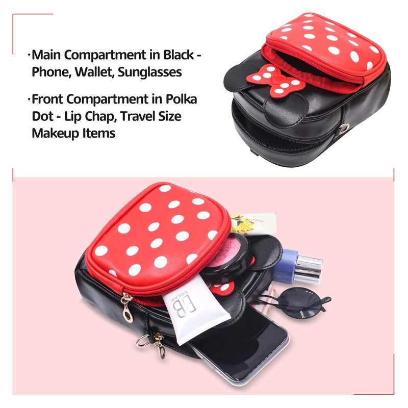 Finex Minnie Mouse Backpack Small 2-in-1 Crossbody bag Mini Backpack