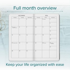 Harbor Pocket Monthly Planner 2025-2026, Calendar Planner and Notebook, Durable Faux Leather, 18 Months, 96 Pages, Softcover & Lightweight - Cambridge Burnt Orange - 6 x 3.25 "