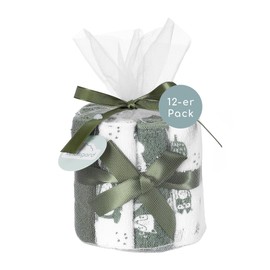 kindsgard Vaskedag Baby Wash Cloths Pack of 12 | 100% Cotton, Absorbent, Cuddly Soft, Washable (Olive)