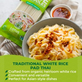 Lotus Foods Traditional Pad Thai Rice Noodles - Pad Thai Noodles, Asian Noodles, Gluten Free Noodles, Rice Noodles, Whole Grain, Non GMO, USDA Organic - 8 Oz (Pack of 8)