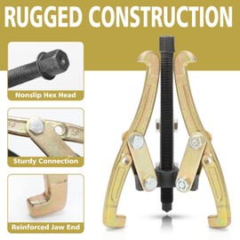 MOFEEZ 3" 4" 6" 3 Jaw Gear Bearing Puller Removal Tool for Slide Gears, Pulley, and Flywheel（Gold）
