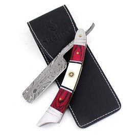 Skellax - Damascus Steel Straight Razor - Hand Made Folding Fixed Razor Blade -Classic Shave Ready Barber Razor Edge - Men Straight Edge Razor - Luxury Travel Case - Best Gift Set For Him