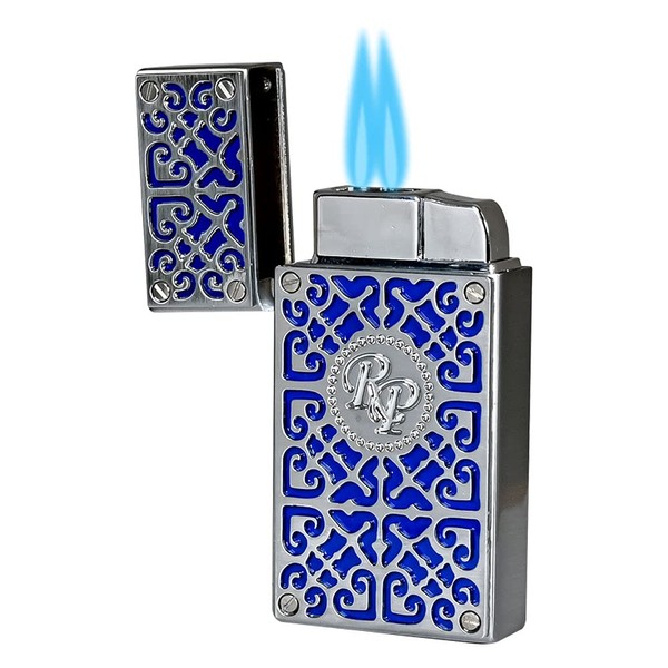 Rocky Patel Burn Collection Lighter - Navy Blue with Chrome Plates