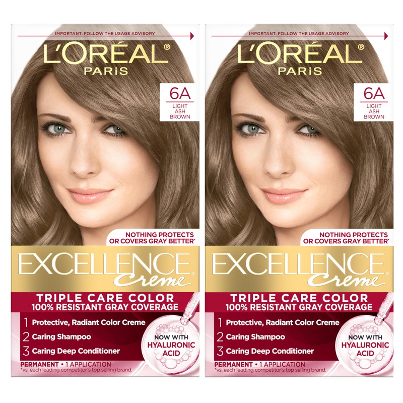 L'Oréal Paris Excellence Créme Permanent Hair Color, 6A Light Ash