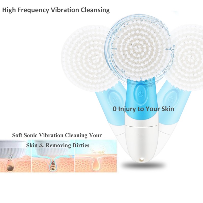 4 in 1 Waterproof Electric Cleansing Face Brush Include Detachable