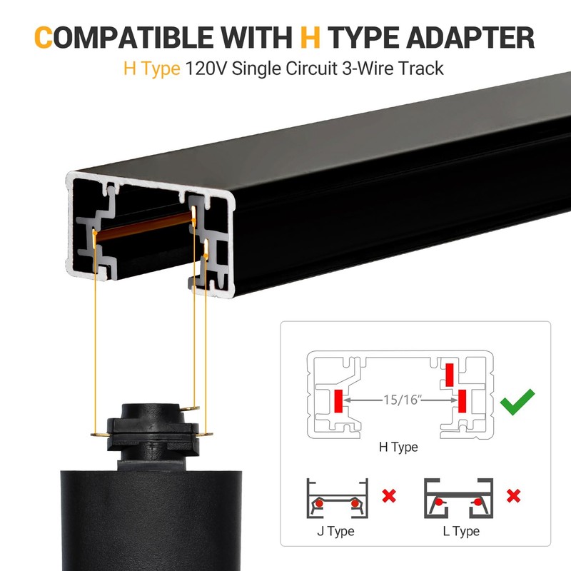 VANoopee H Track Lighting Rails Kit, 13FT H Type Rails