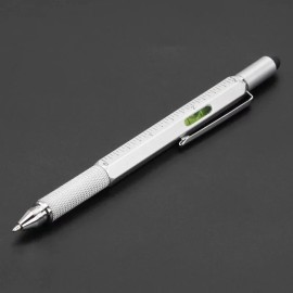 Unbranded 7 in1 Multifunction Ballpoint Pen with Modern Handheld Tool Measure Technical - Silver