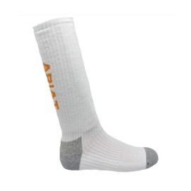 Ariat Standard Cotton 3-Pair Pack Arch Support Reinforced Mid-Calf Socks, White, Medium