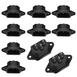 XMSJSIY IEC320 C14 Panel Mount AC Power Plug Adapter 250V 10A C14 Male 3Pin Power Socket Connector 3 Pin Terminals Chassis Panel IEC C14 Inlet Module Power Socket Straight -10 PCS