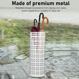 Fockety Metal Umbrella Holder, Round Proof Umbrella Storage Organizer Hollow Copper Pattern Umbrella Organizer Bin Umbrella Stand Rack for Home Entryway Hotel Office Decor